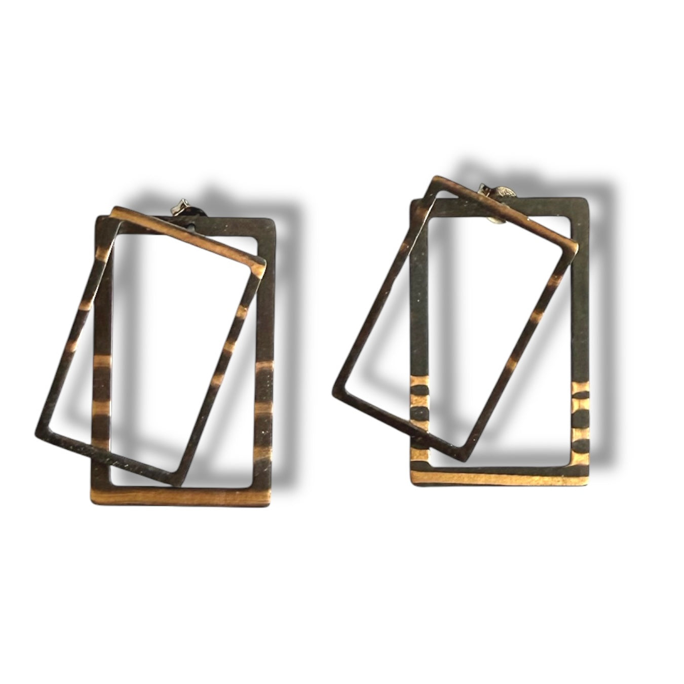 Rectangle ear jacket earrings