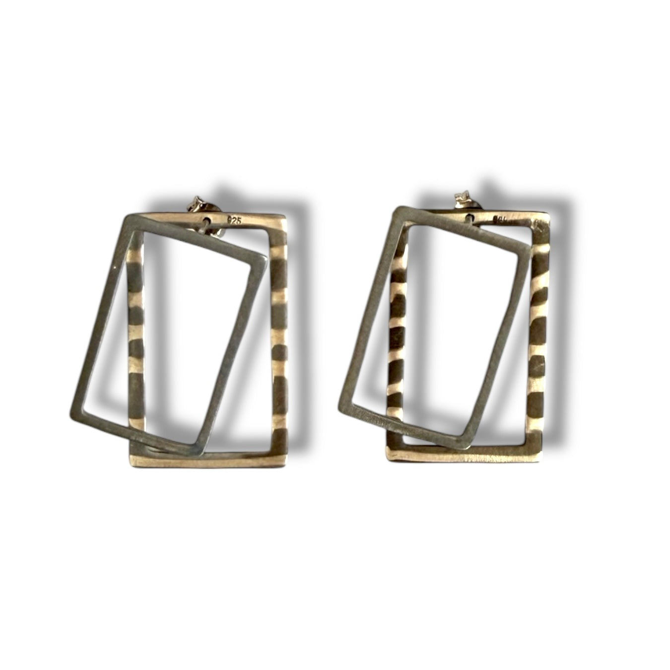 Rectangle ear jacket earrings