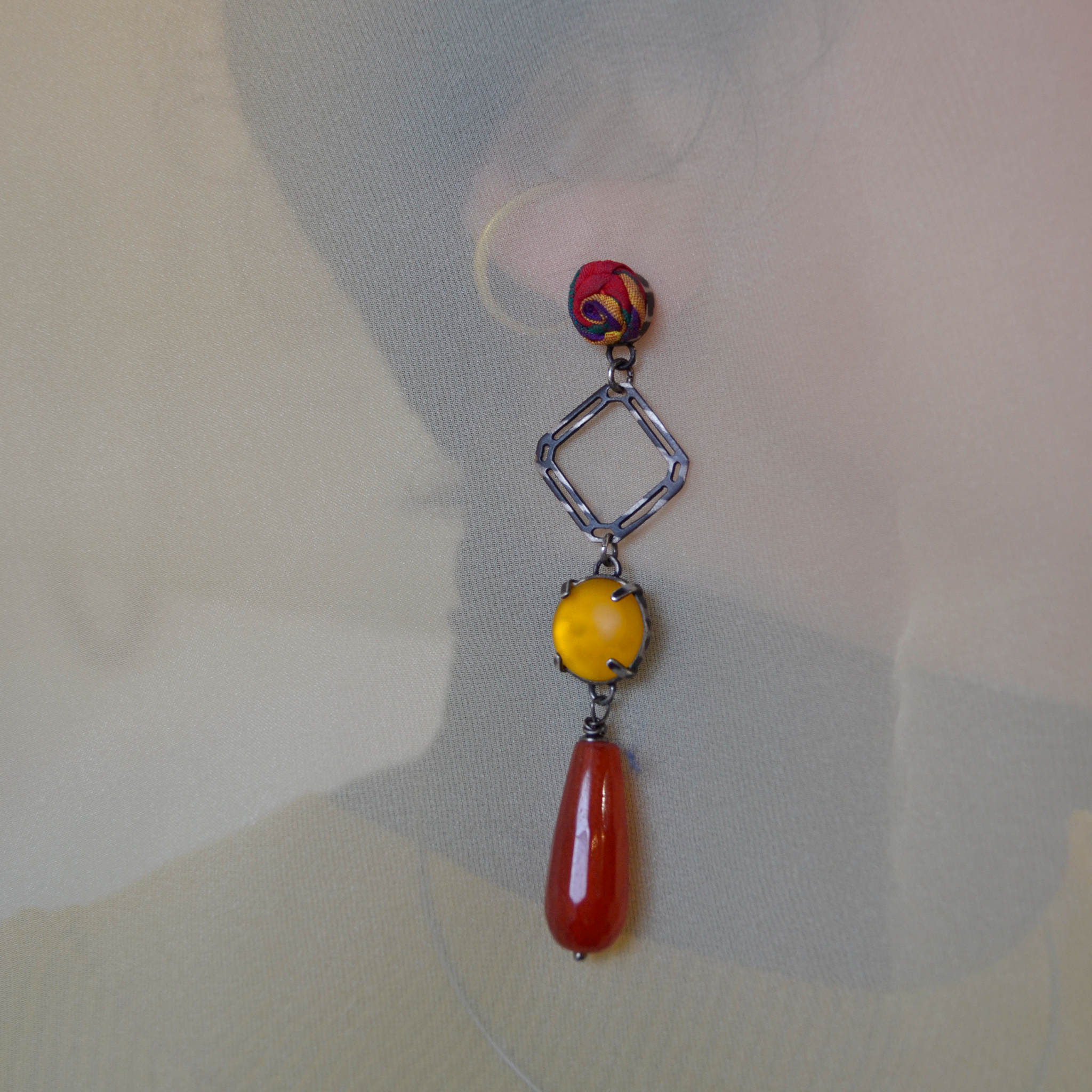 Flower Zebra Red Earrings