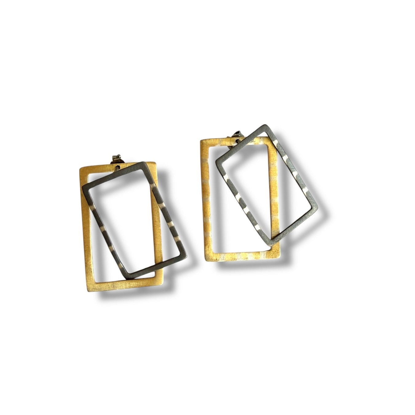 Rectangle ear jacket earrings