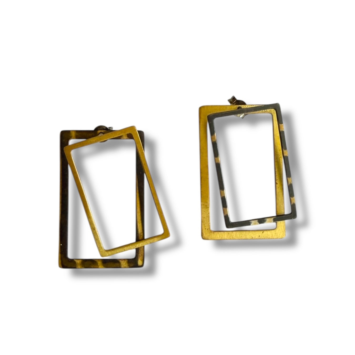 Rectangle ear jacket earrings