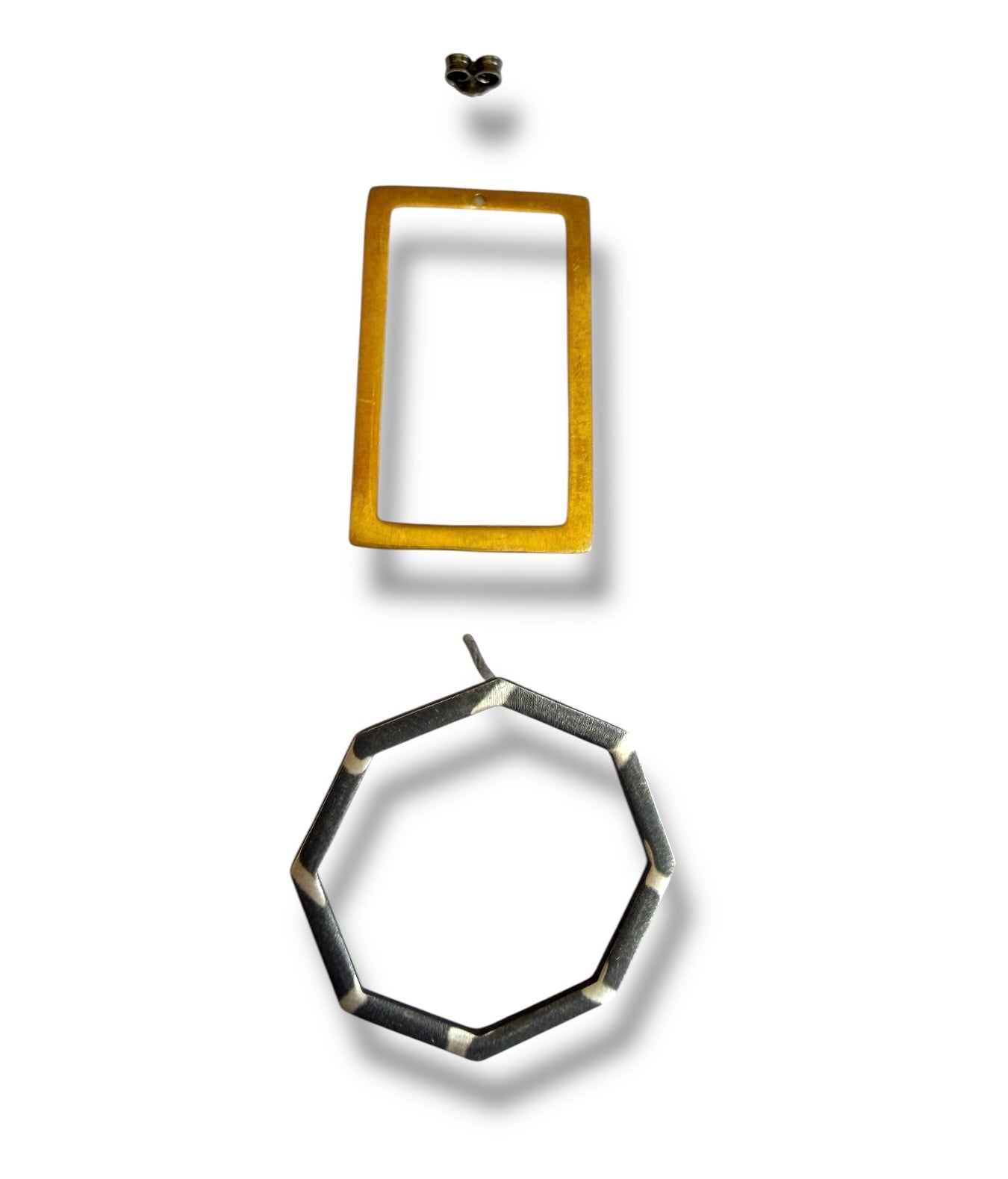 Single Polygon & Rectangle ear jacket earring