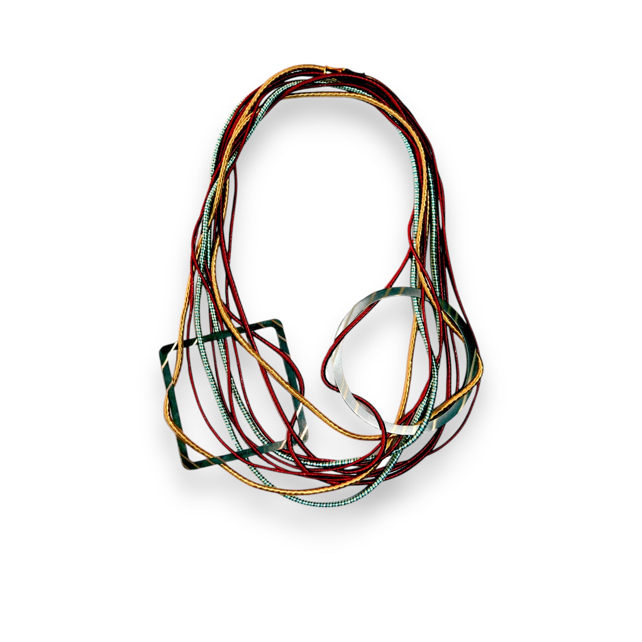 Multicolored Double Bib Necklace on a white background