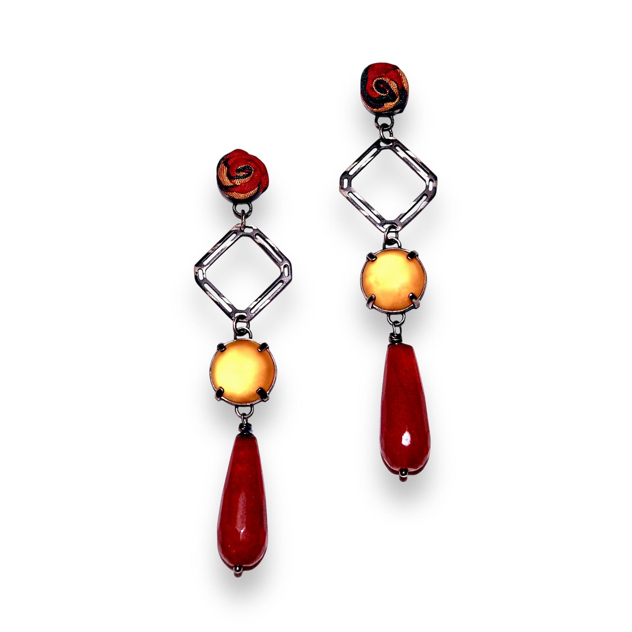 Flower Zebra Red Earrings