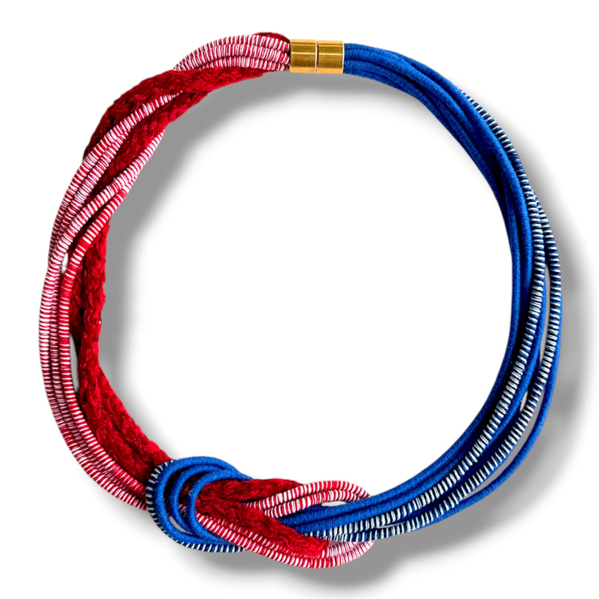 Navy Flame Knot Bib Necklace