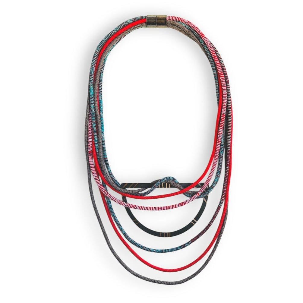 Red Multi-Strand Red Bib Necklace