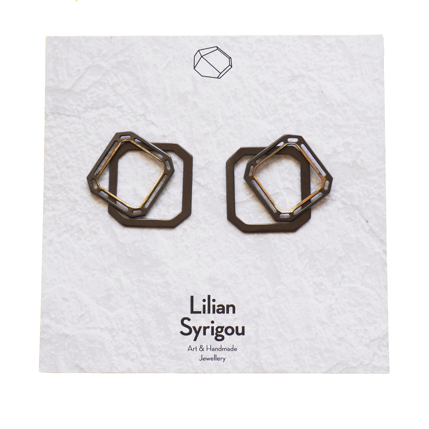 Square Gem ear jacket earrings