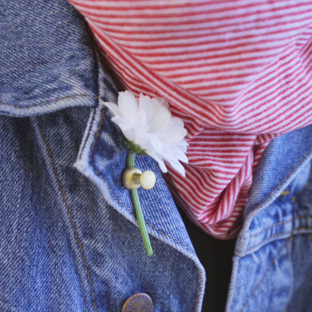 Brass Push Pin Brooch for Men or Women