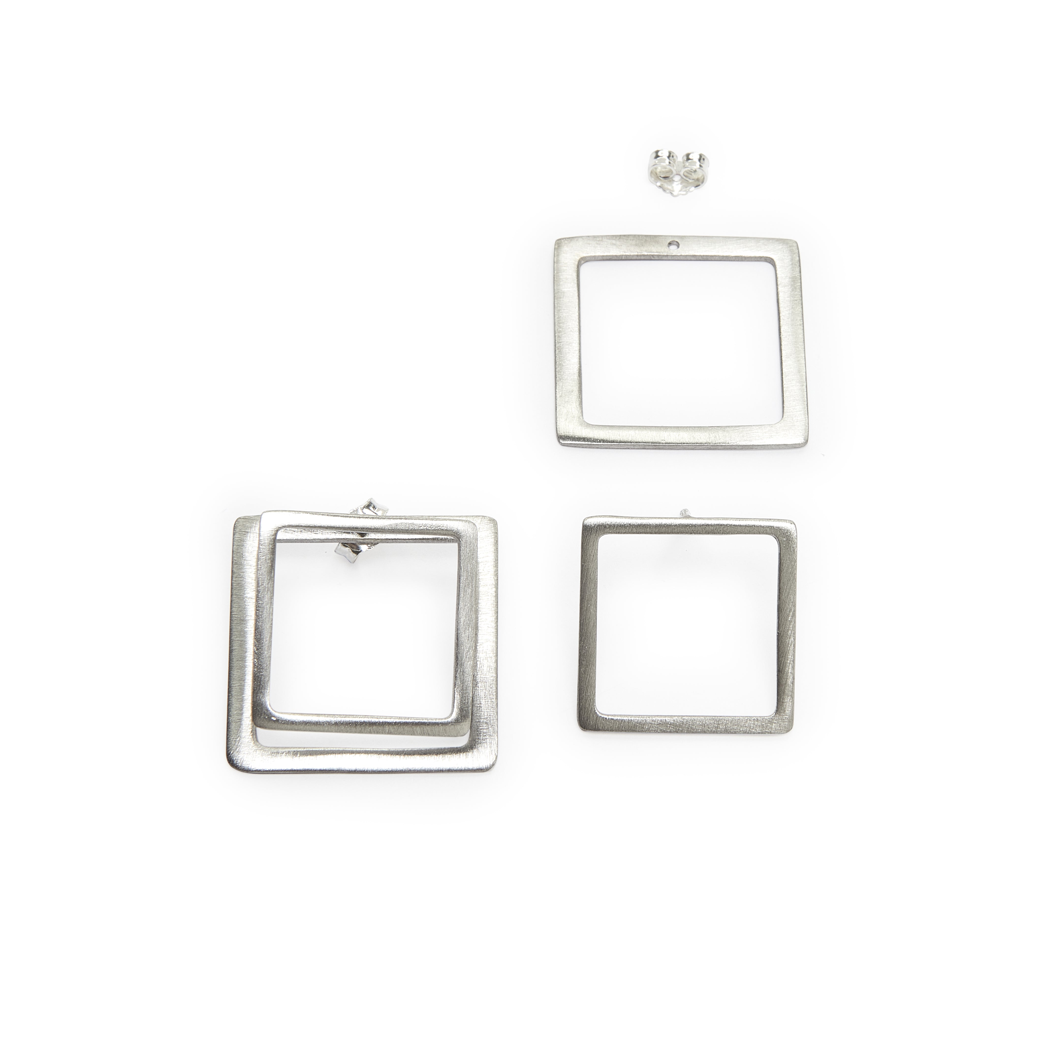 Square ear jacket earrings