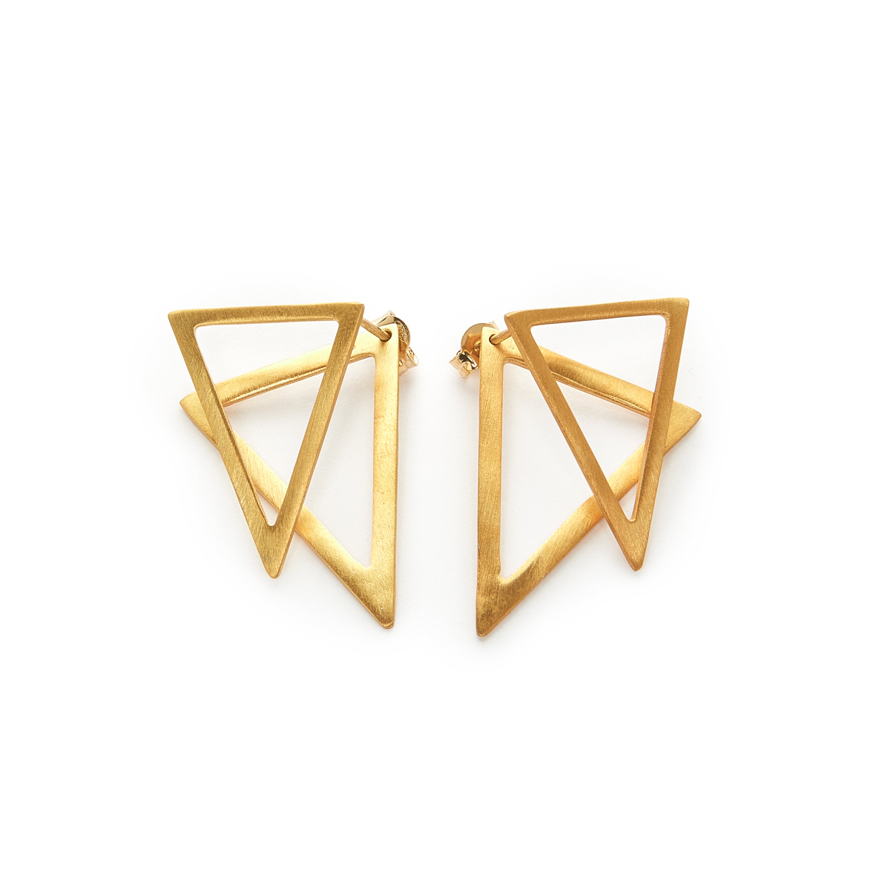 Triangle ear jacket earrings