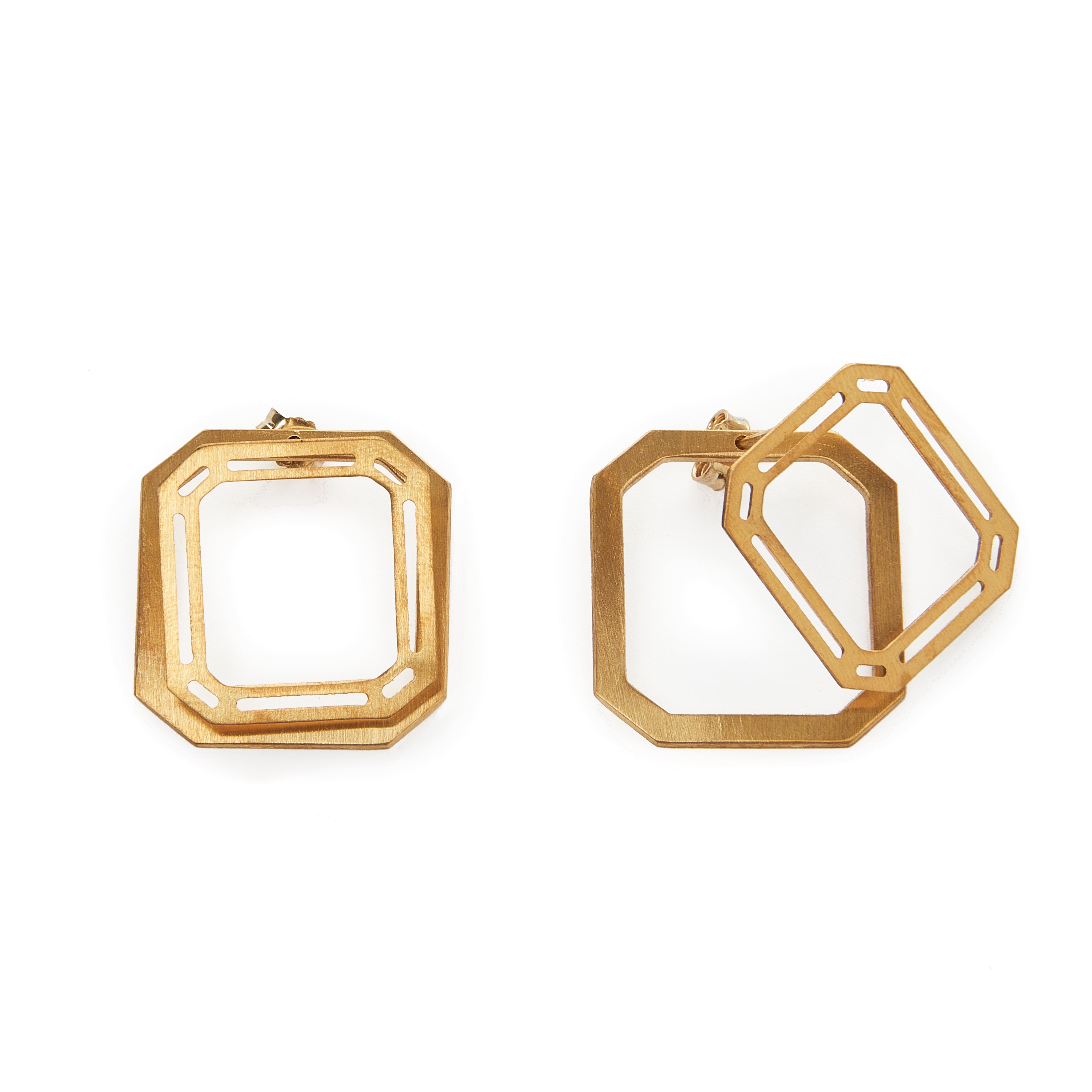 Square Gem ear jacket earrings