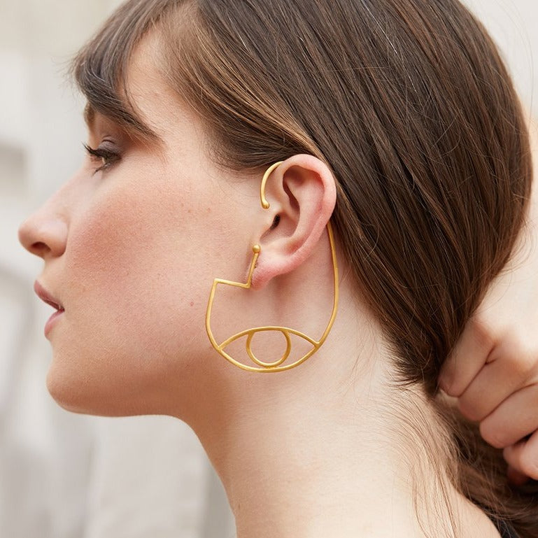 Eye Ear Cuff Einzelohrring Messing