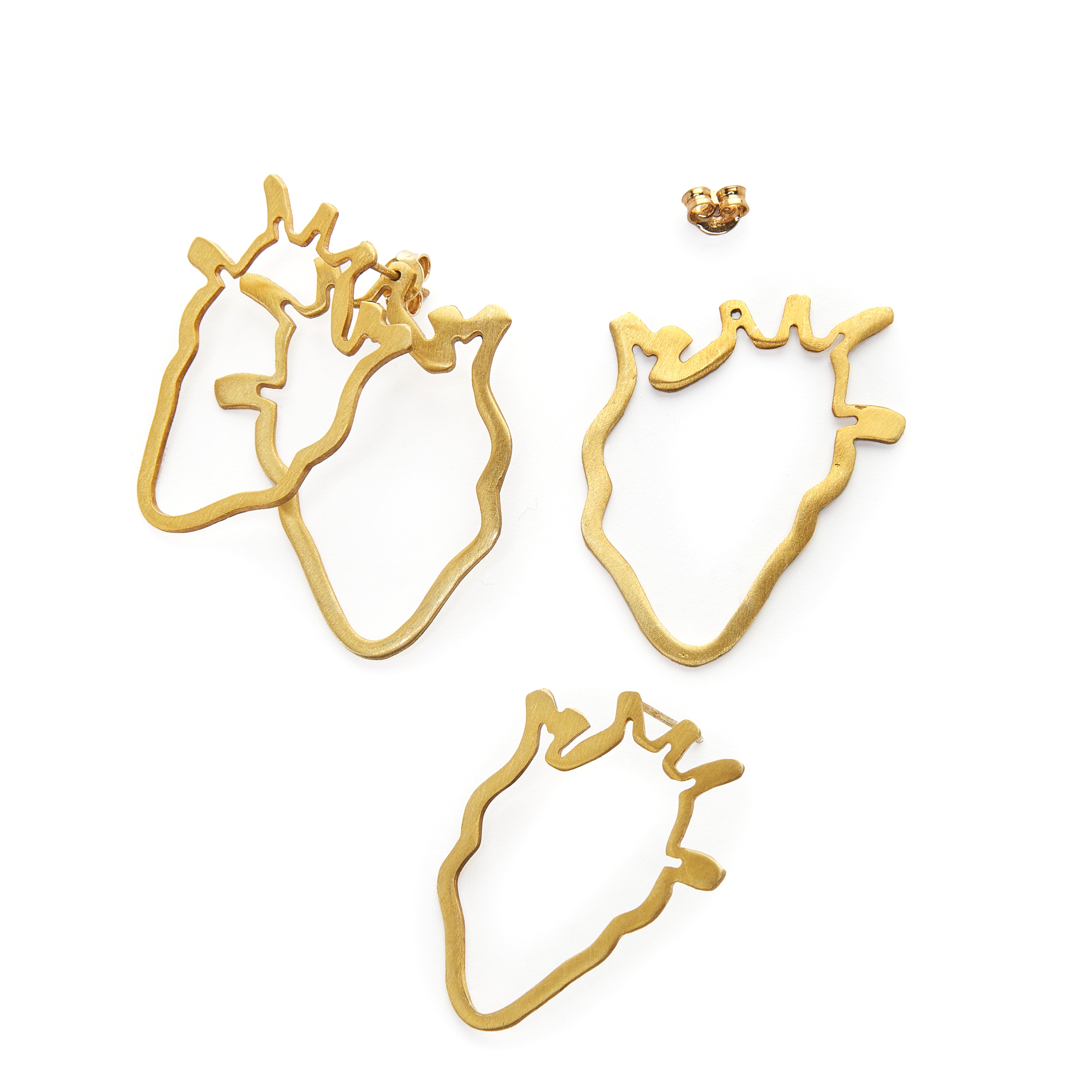 Anatomical Heart ear jacket earrings