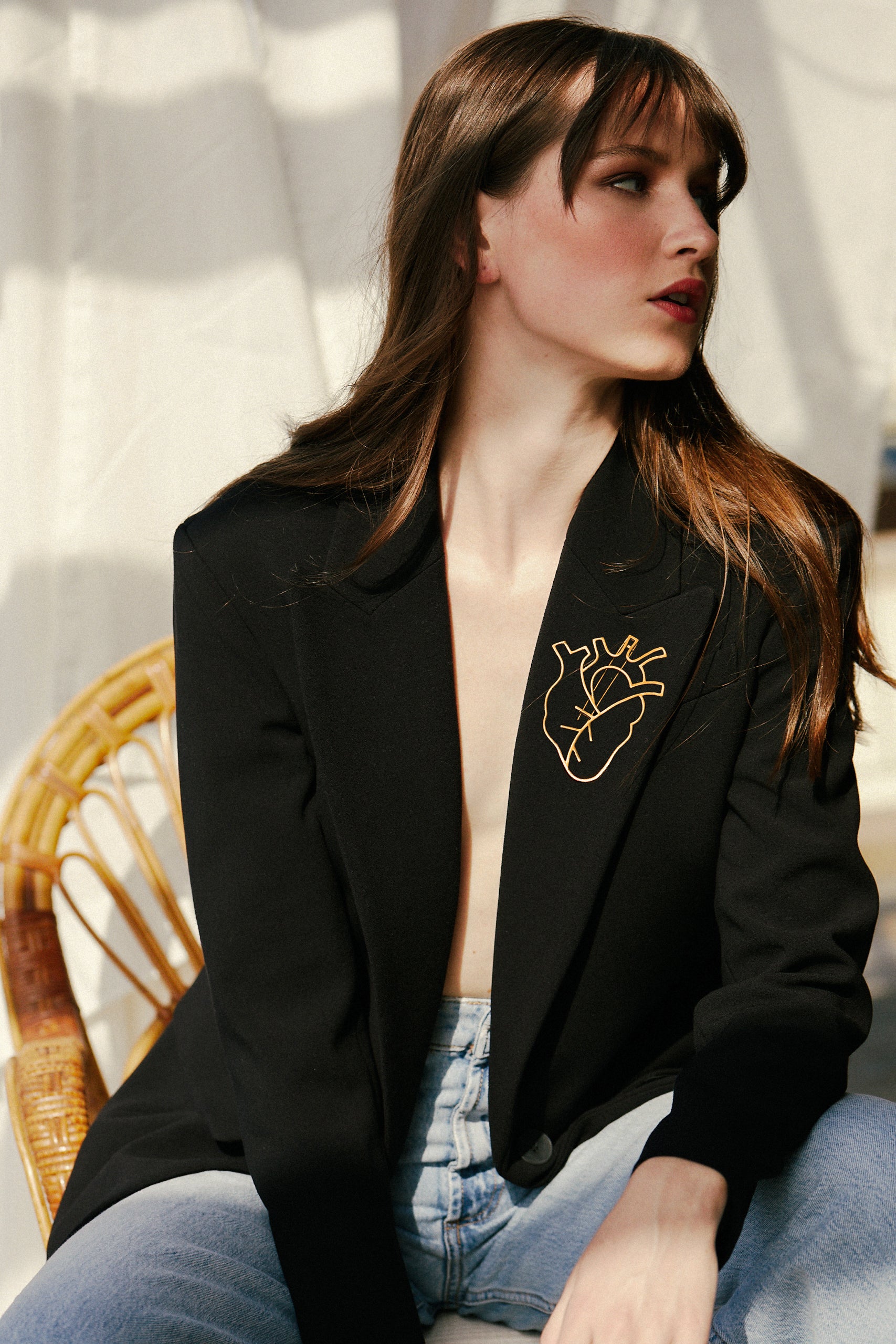 Brass Anatomical Heart Brooch