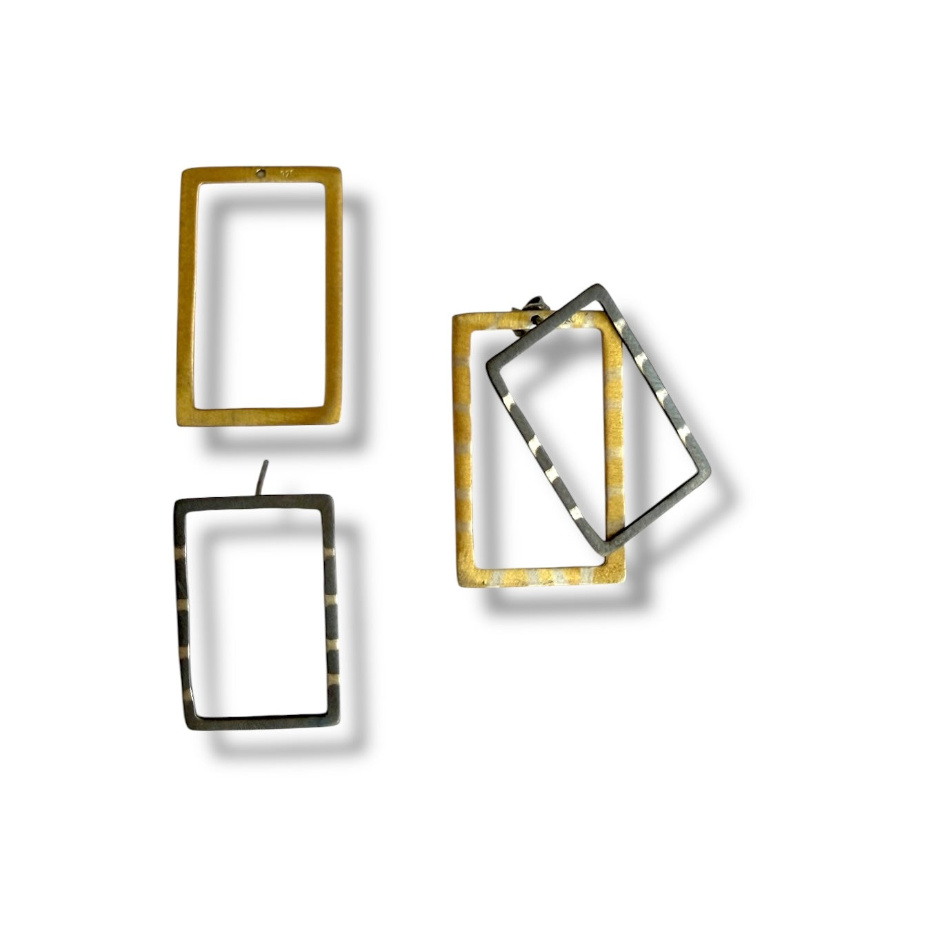 Rectangle ear jacket earrings