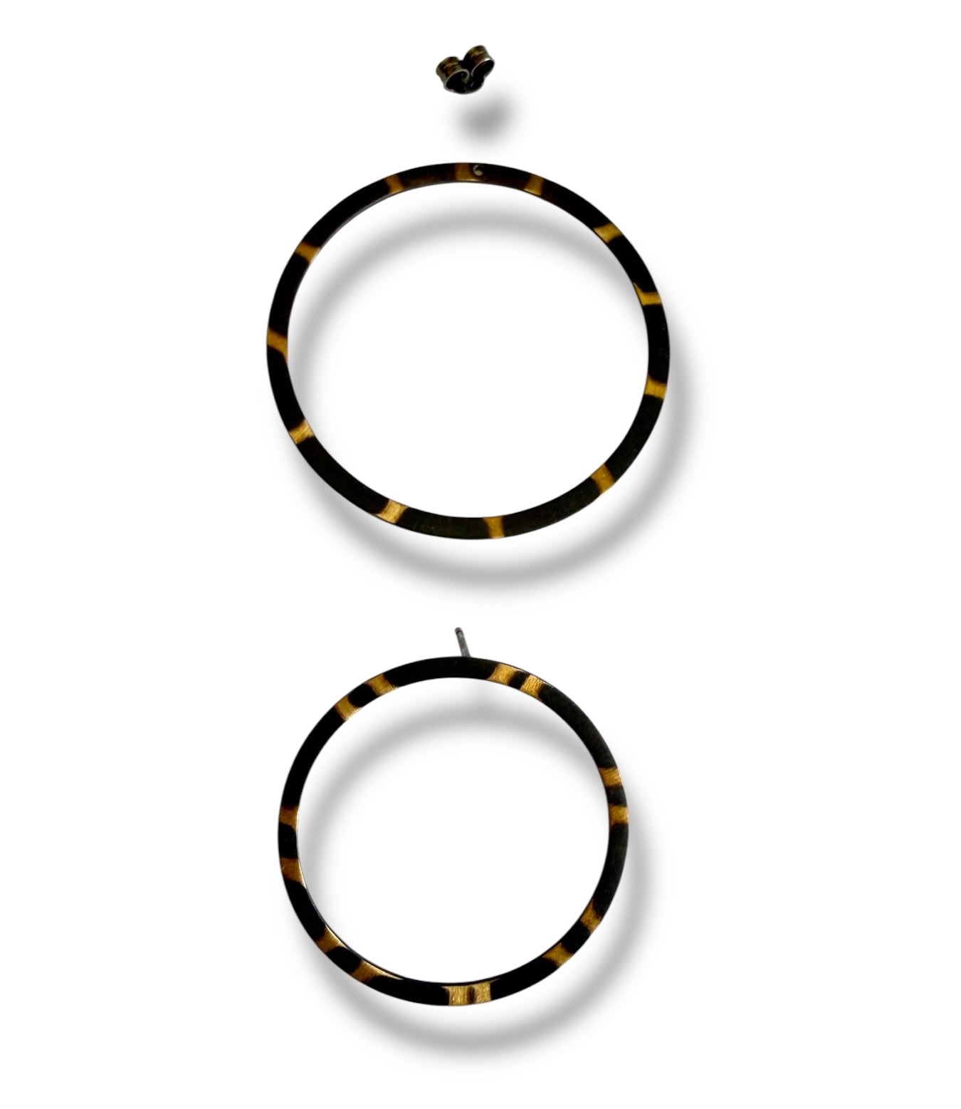 Single brass circle ear jacket earring