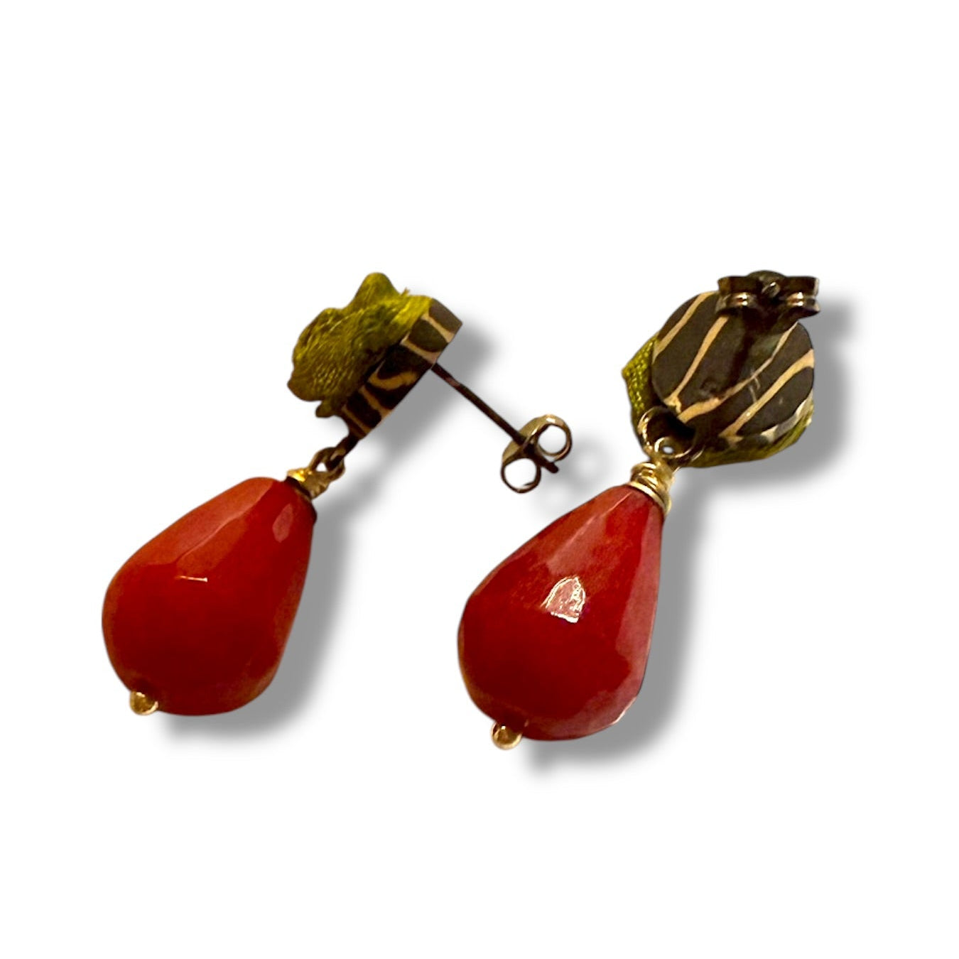 Green Bloom Drop Earrings