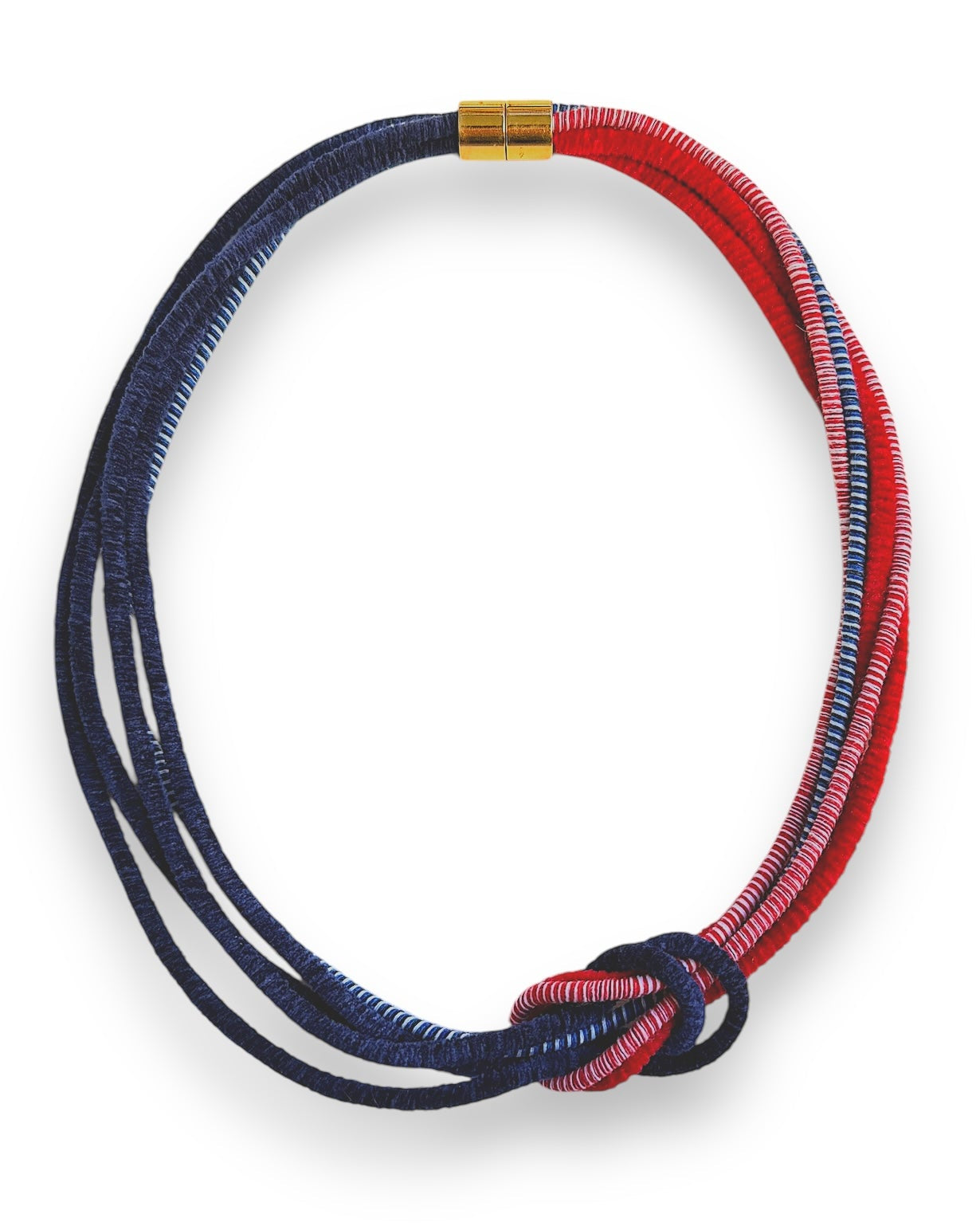 Navy Flame Bib Necklace