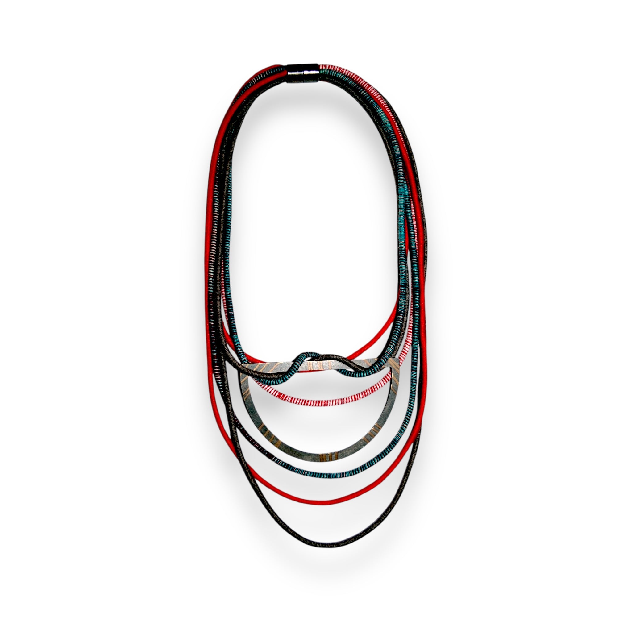 Multi-Strand Red Bib Necklace