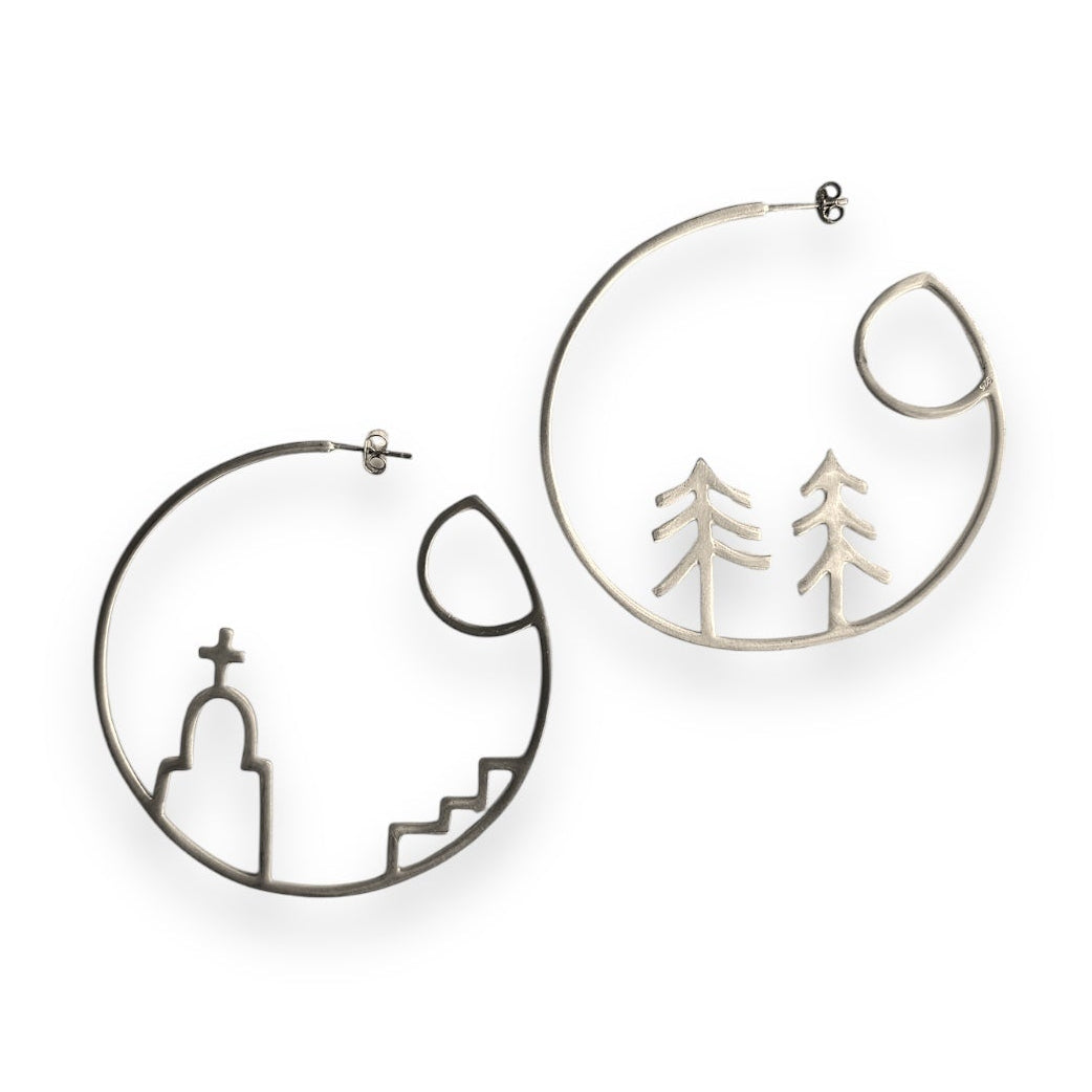 Silver Winter / Summer Hoop Earrings