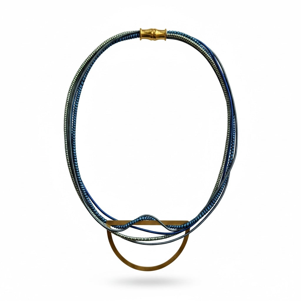Blue Half-Moon Multi-Strand Necklace