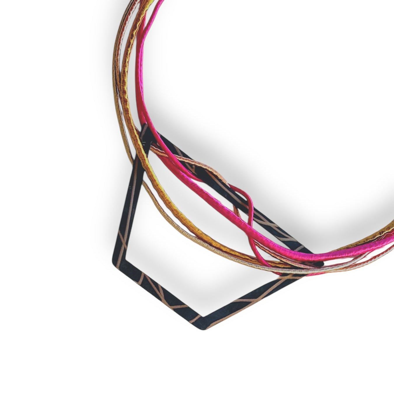 Trapezoid Pink Bib Necklace