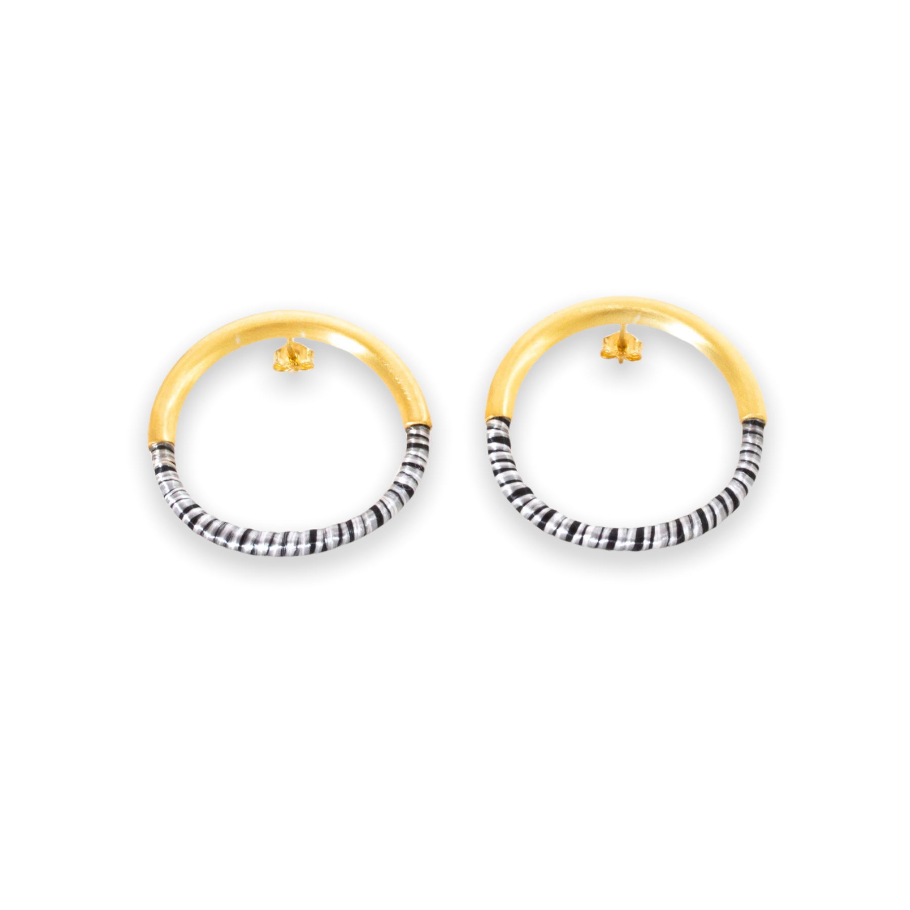 50/50 circle stud earrings S
