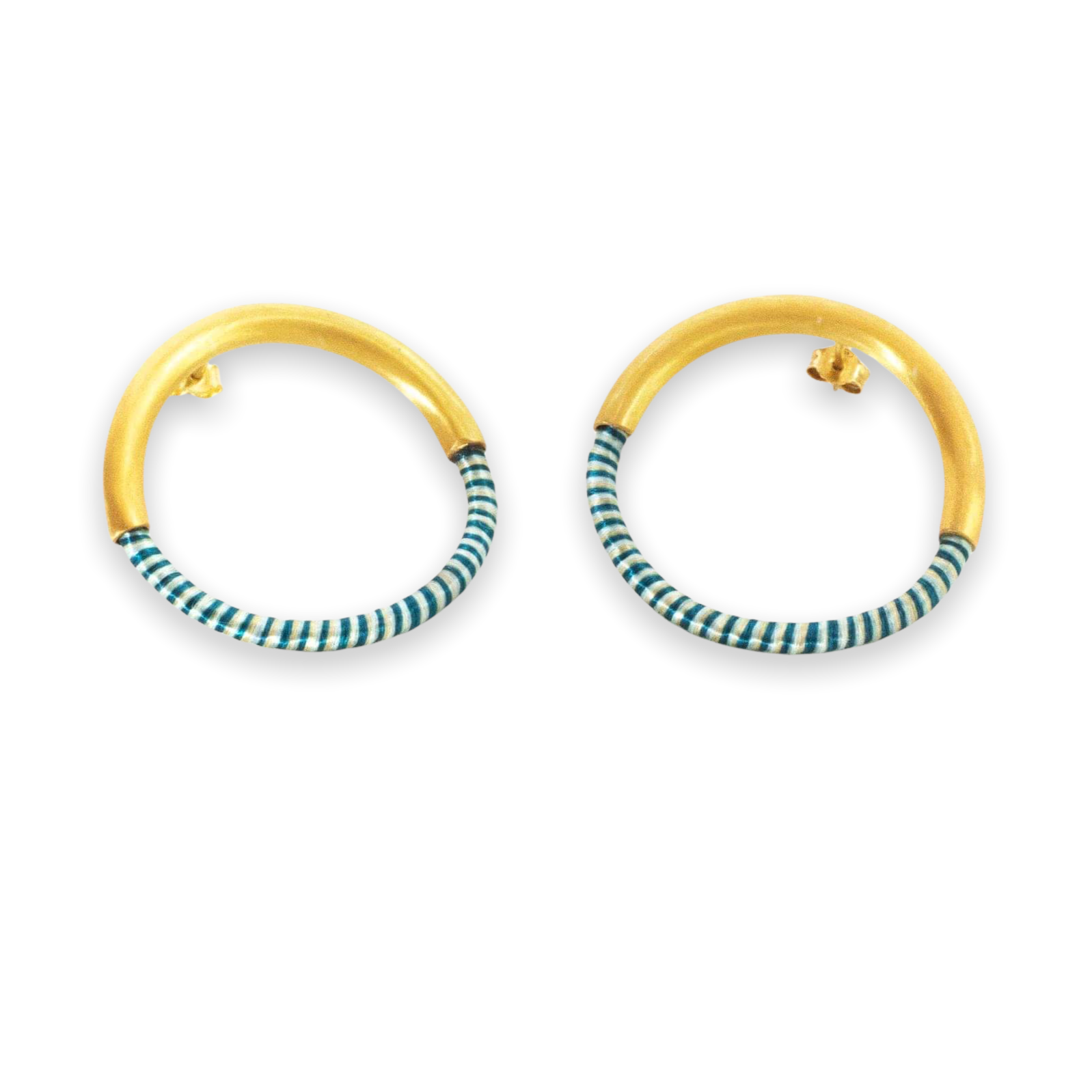 50/50 circle stud earrings L