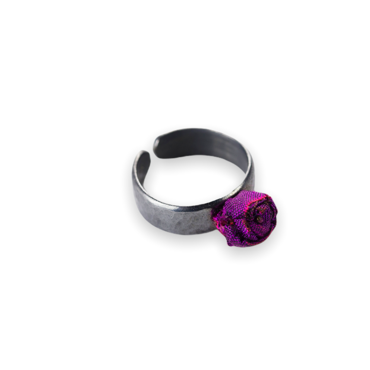Silver Adjustable Flower Ring M