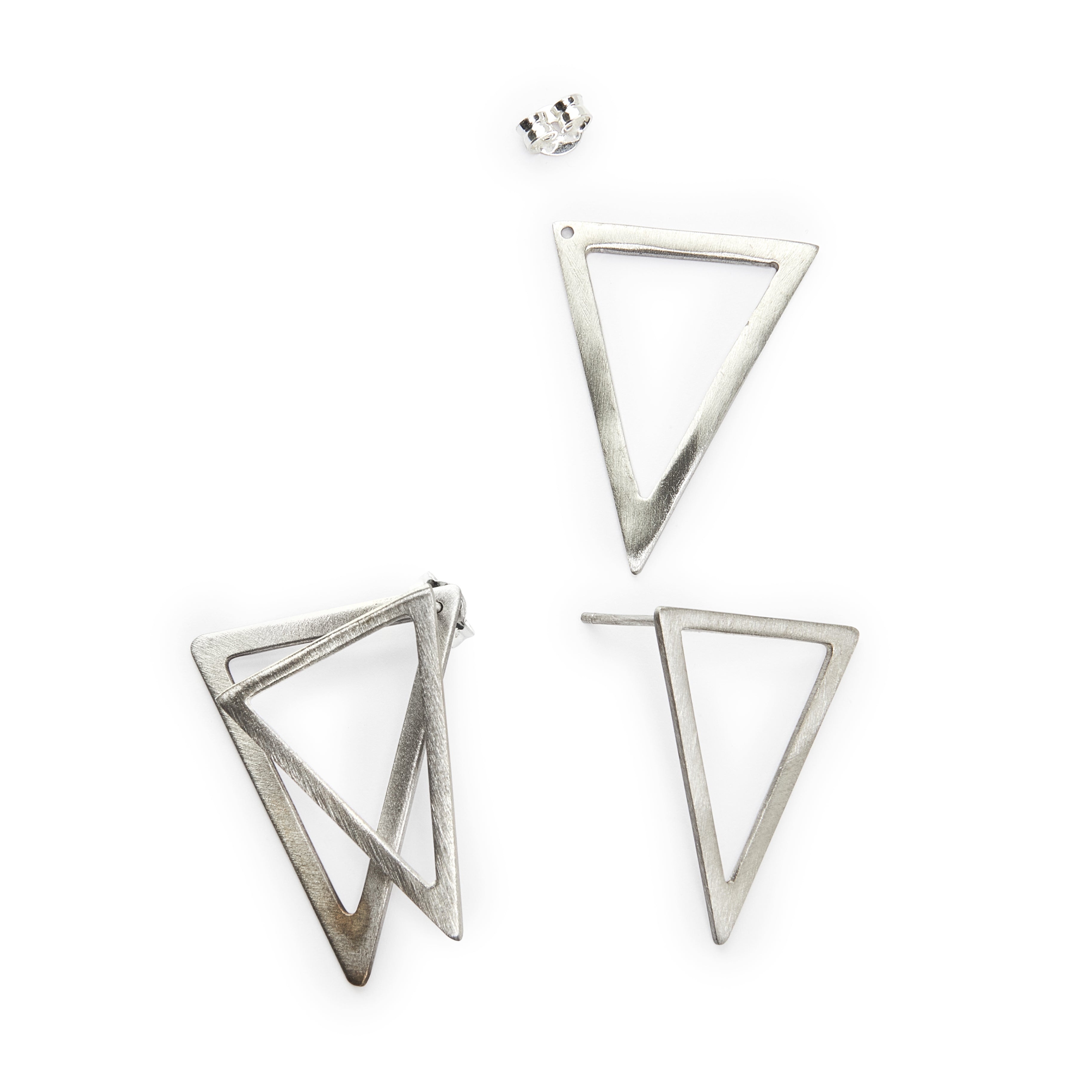 Triangle ear jacket earrings