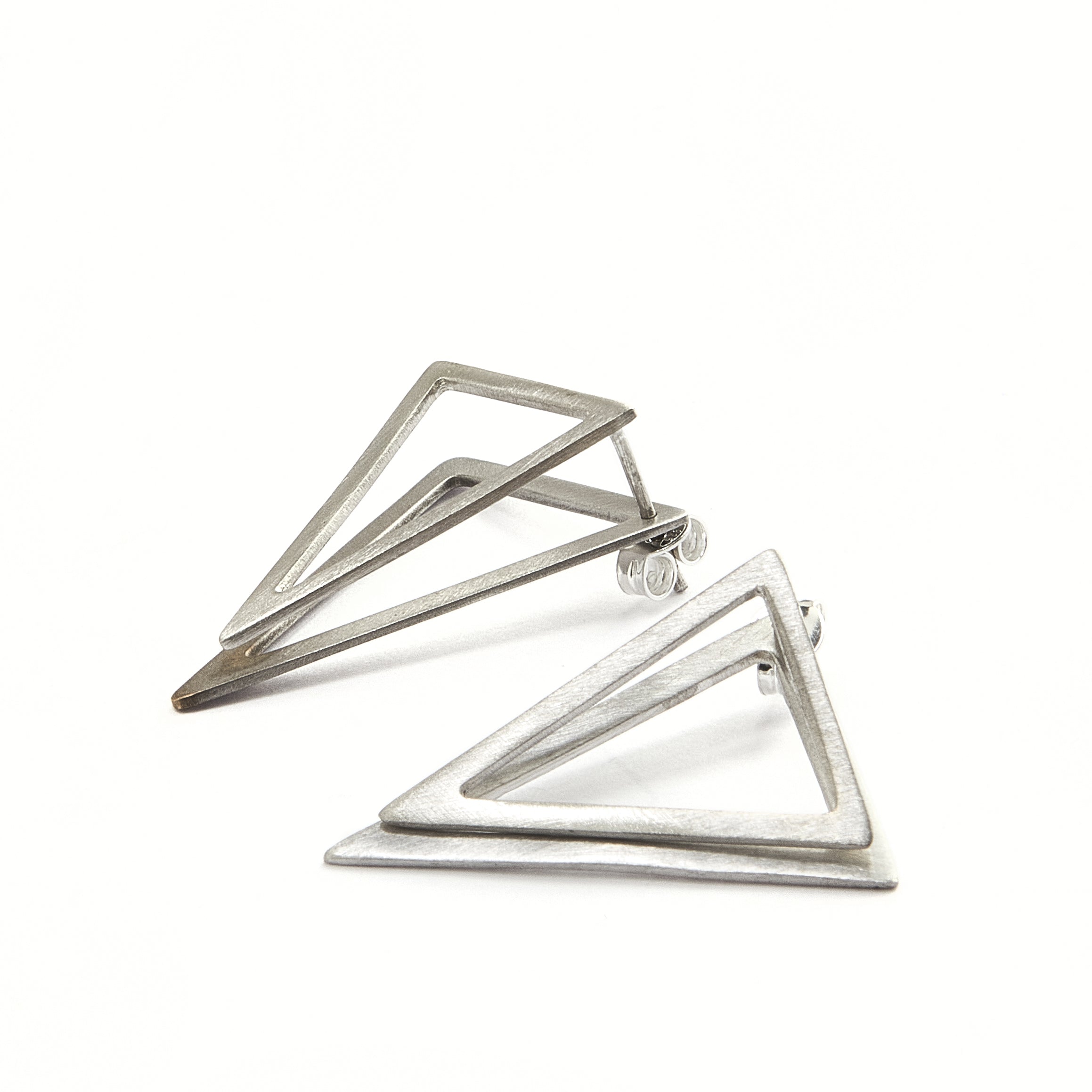 Triangle ear jacket earrings