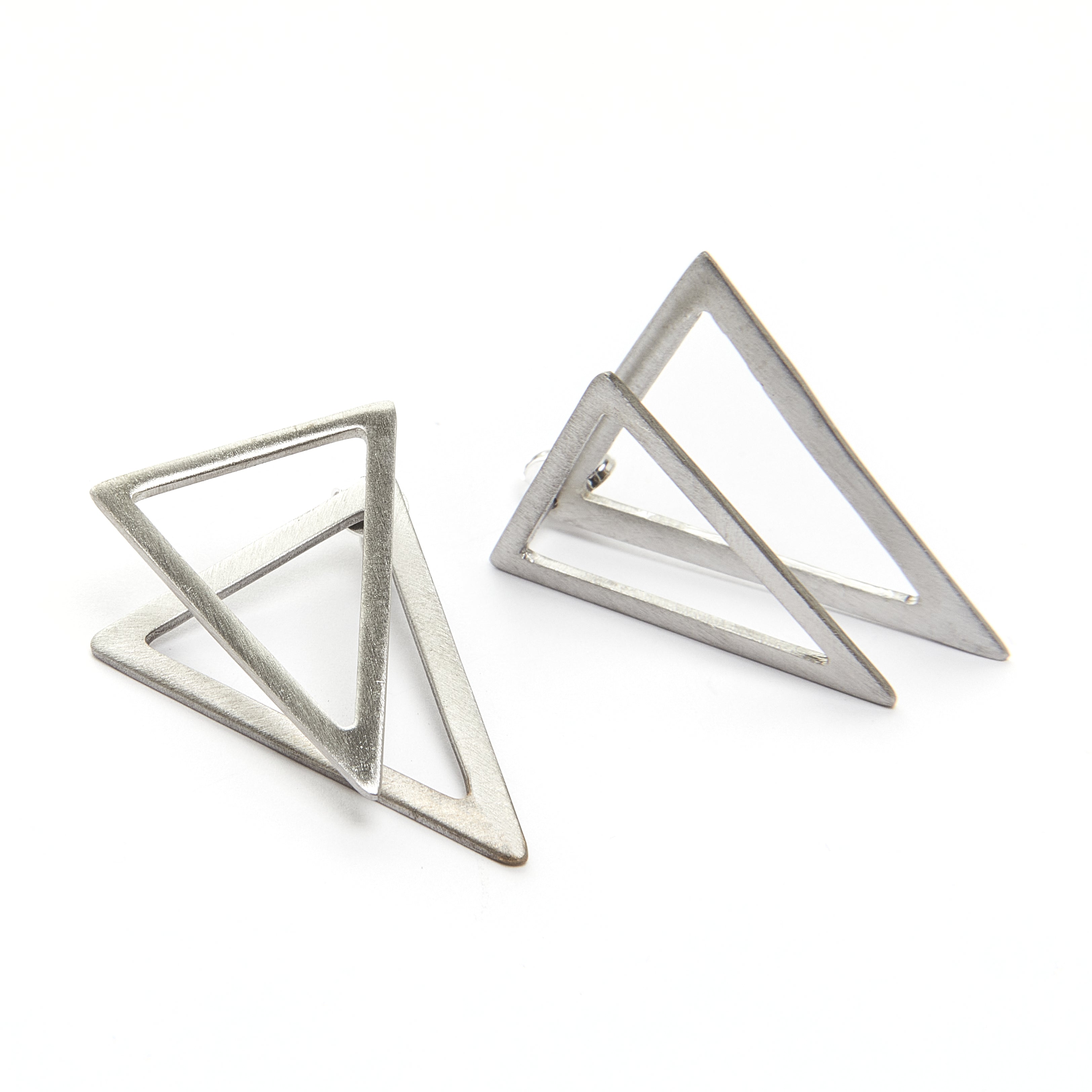 Triangle ear jacket earrings