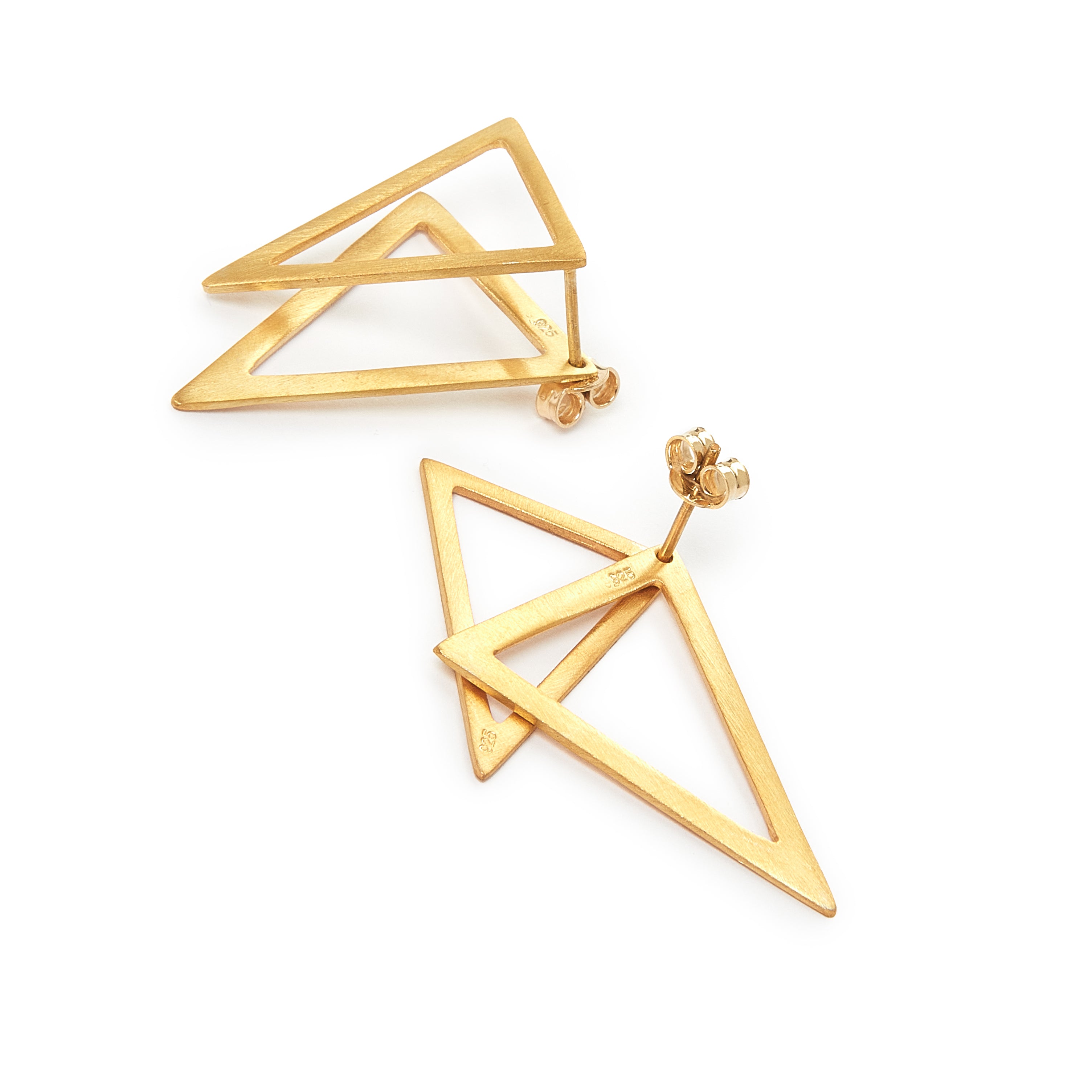 Triangle ear jacket earrings