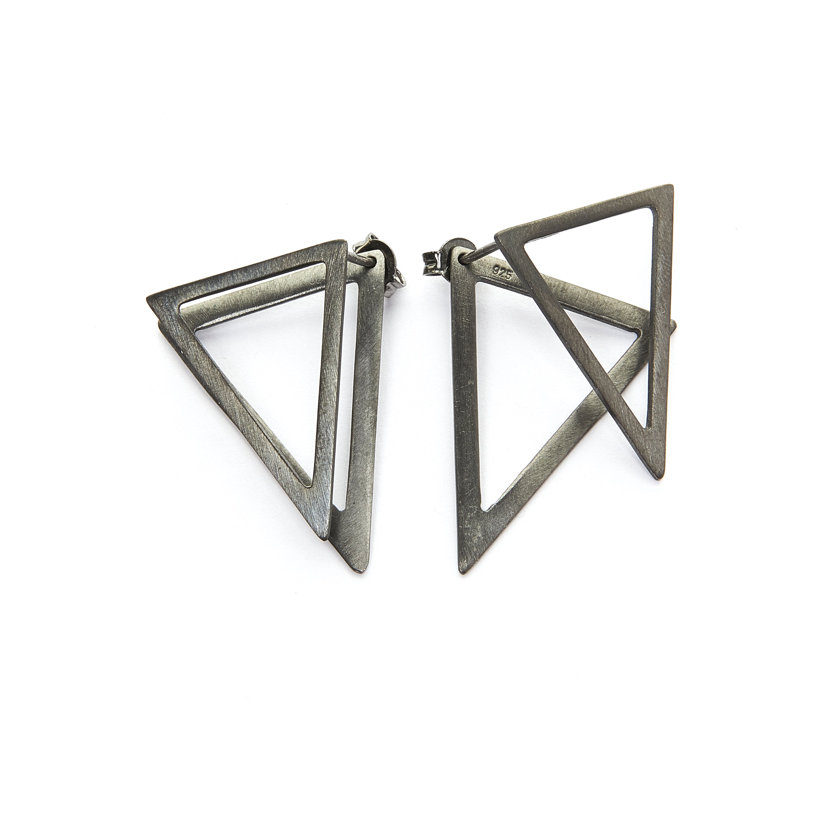 Triangle ear jacket earrings