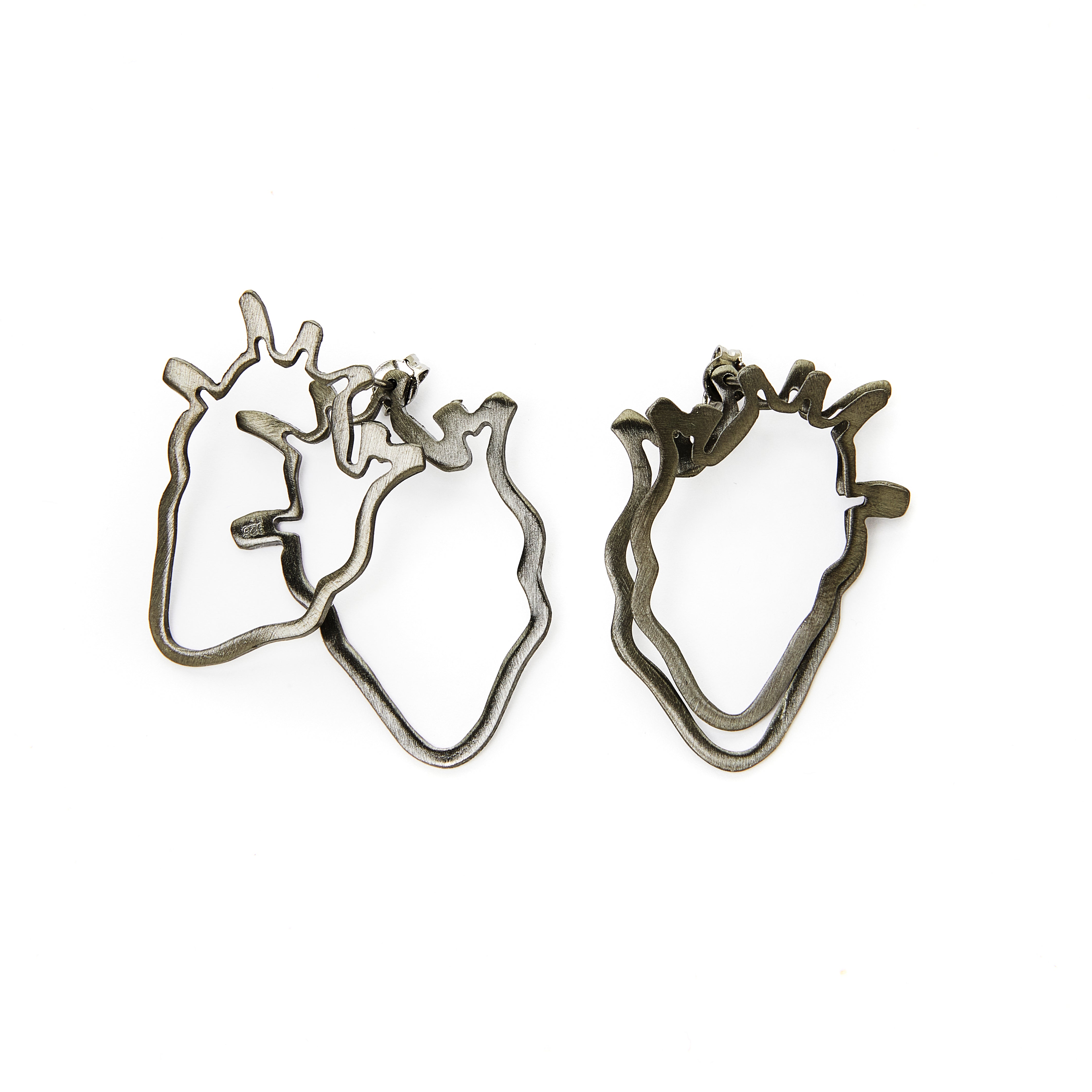 Anatomical Heart ear jacket earrings