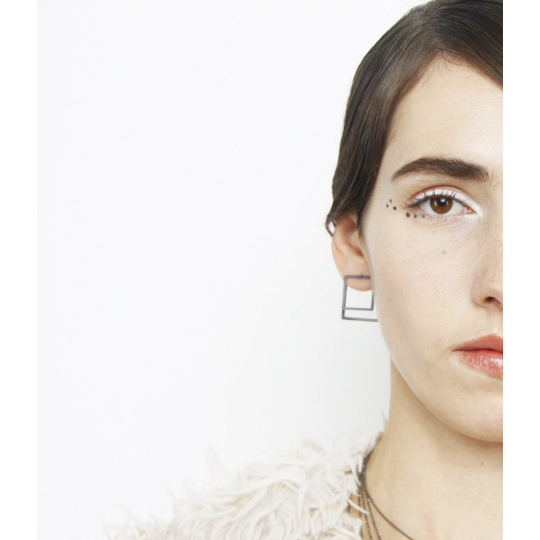 Square ear jacket earrings