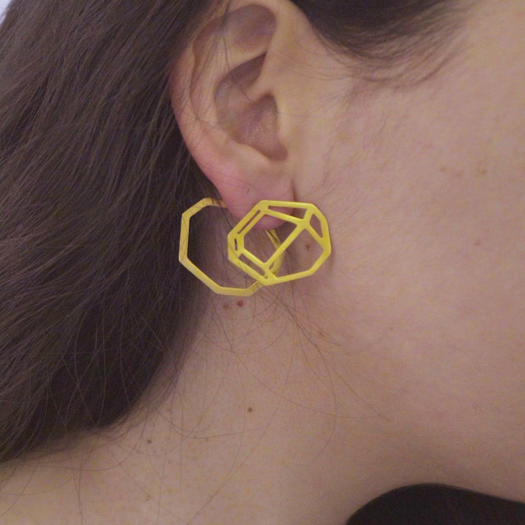 Logo ear jacket earrings