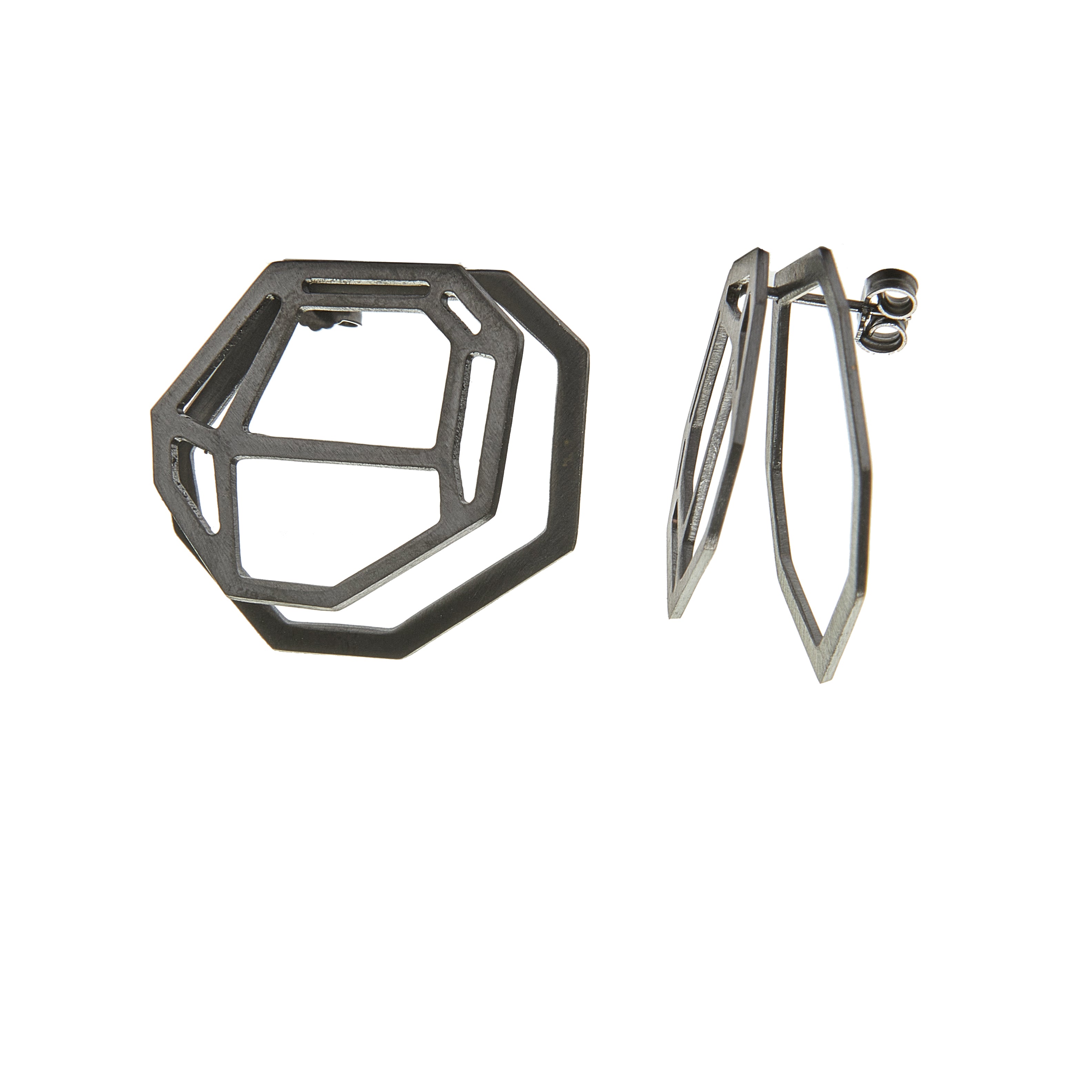 Logo ear jacket earrings