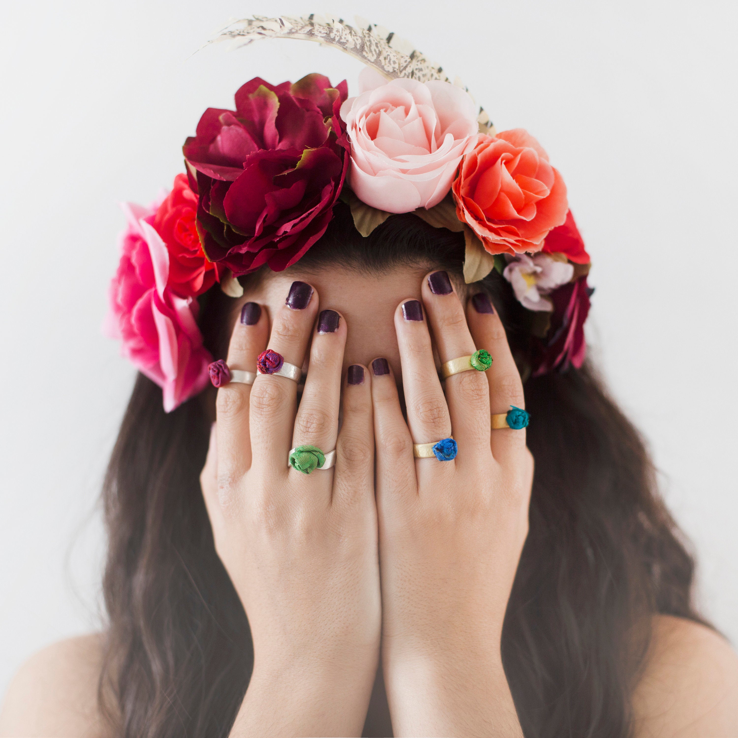 Brass Adjustable Flower Ring M