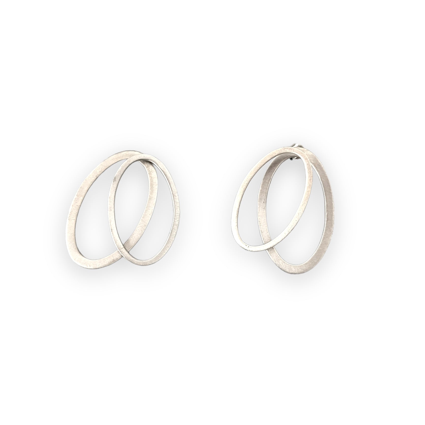 Oval ear jacket earrings