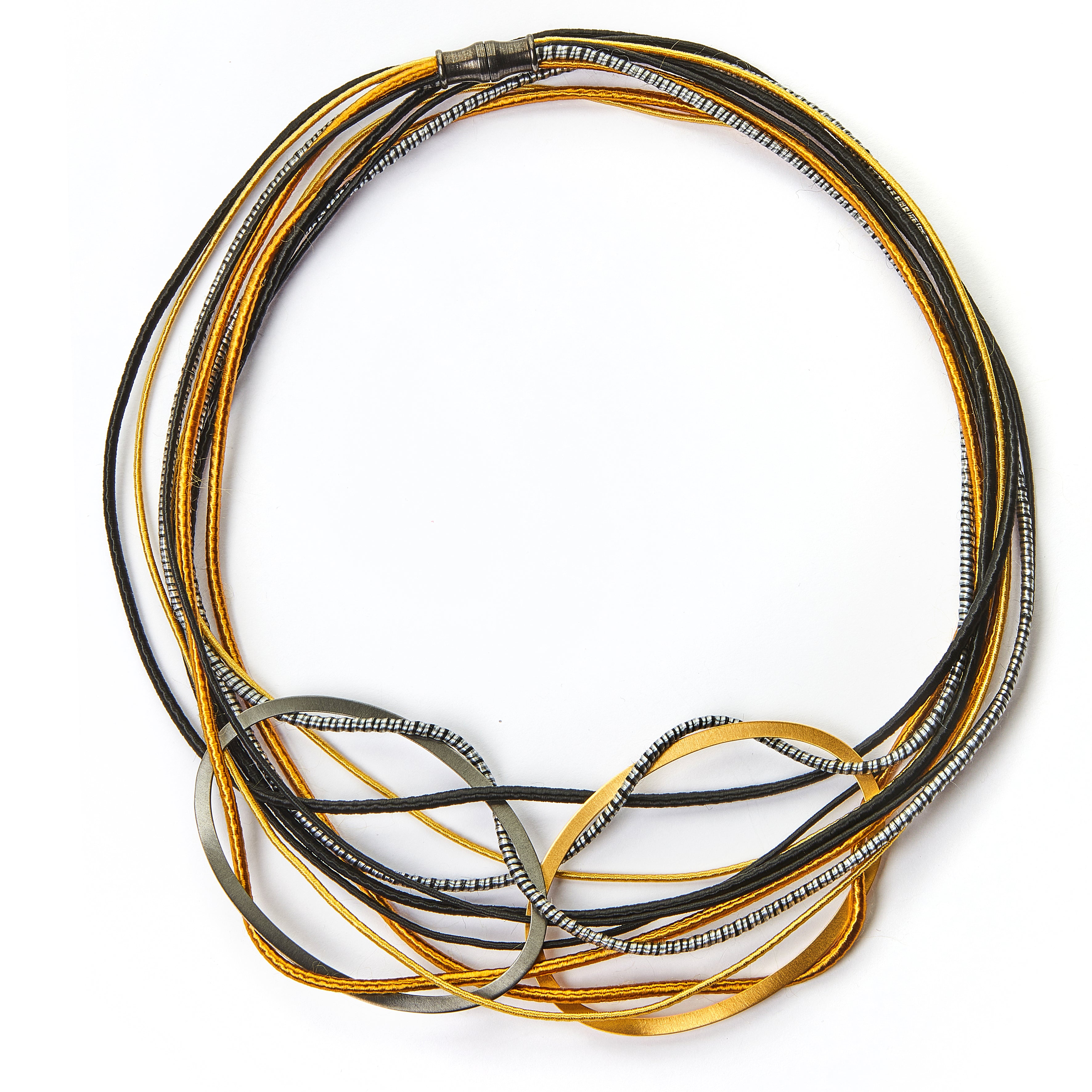 Black Gold Double Bib Necklace