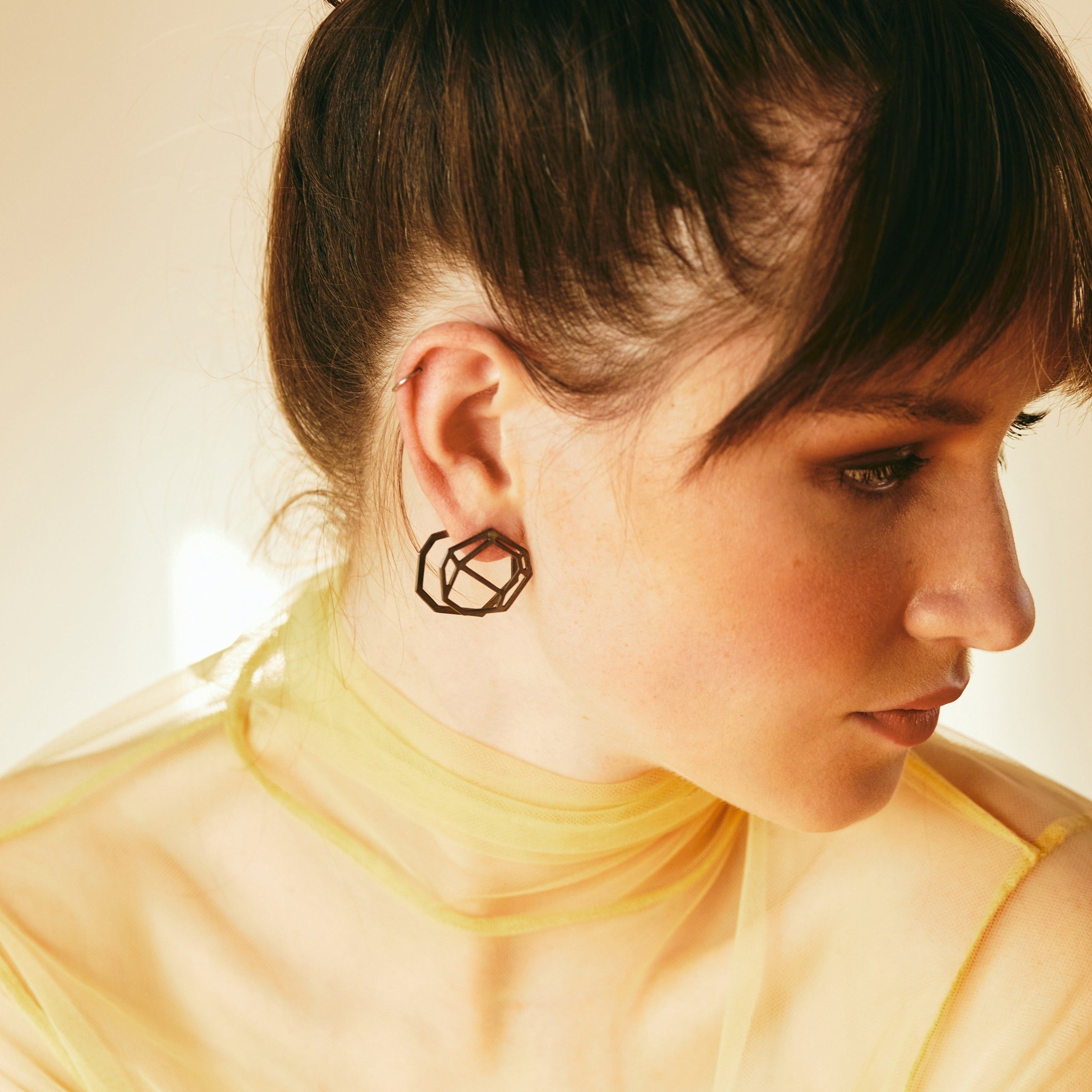 Logo ear jacket earrings
