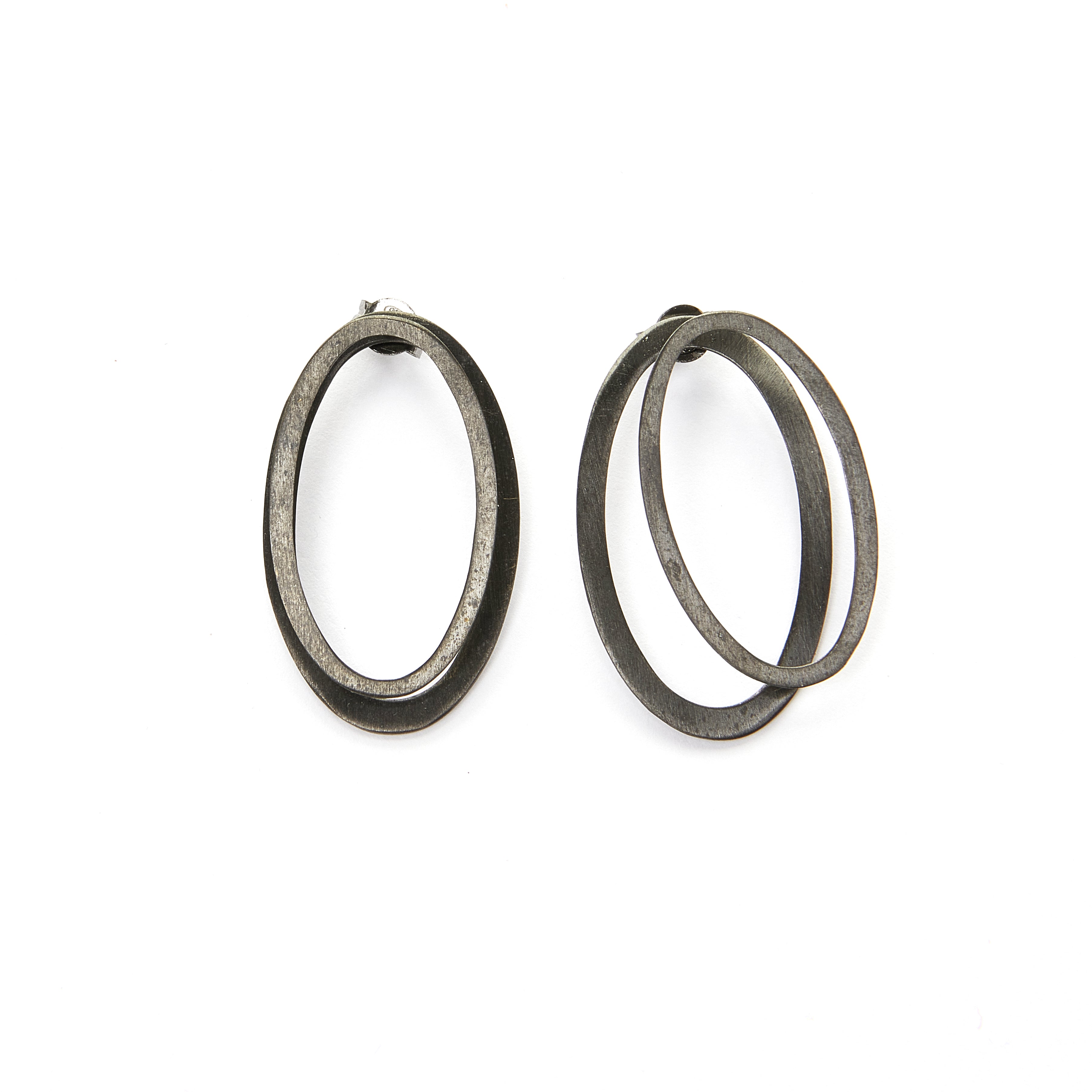 Oval ear jacket earrings