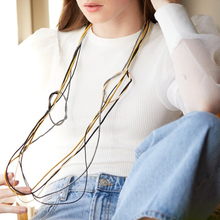 Black Gold Double Bib Necklace