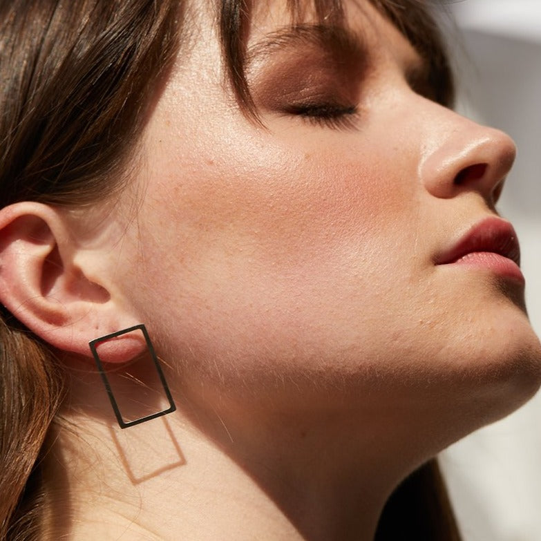 Rectangle ear jacket earrings