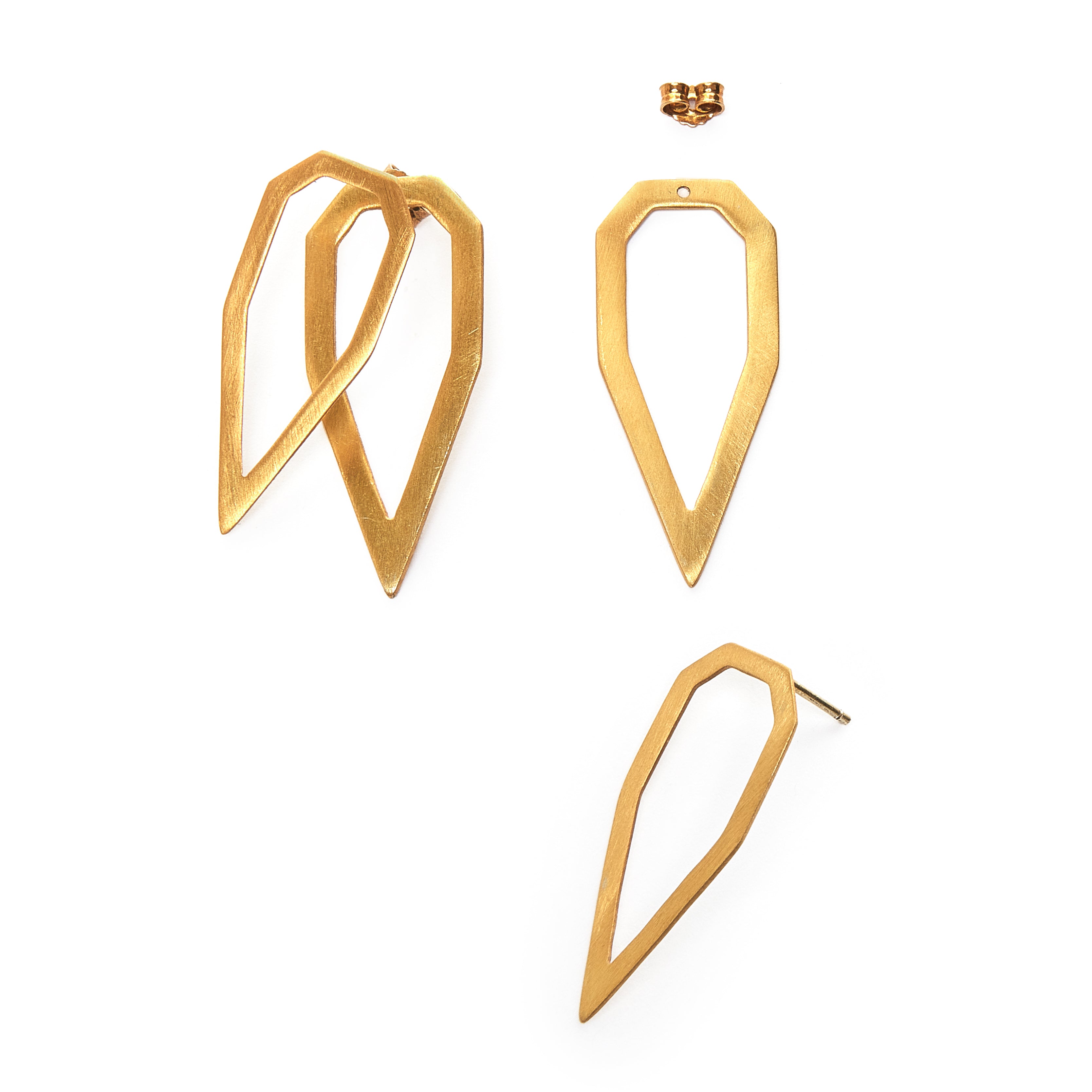 Tear Gem Outline ear jacket earrings